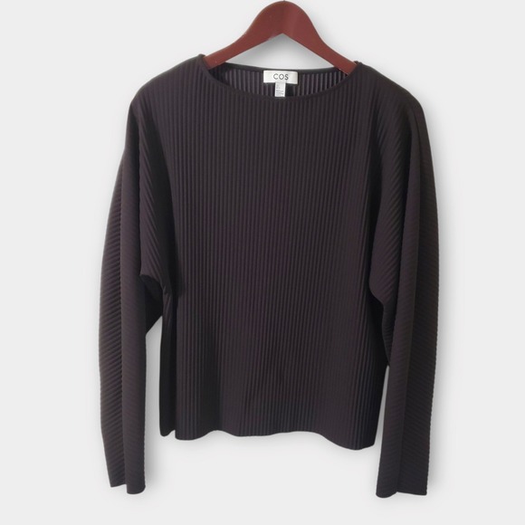 COS Tops - COS Womens Pleated Batwing Long Sleeve Oversized Boxy Top Dark Brown Small